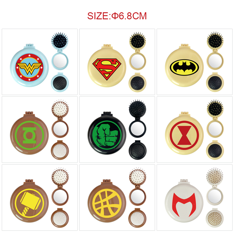 Avengers anime multi functional small mirror and comb 5 pcs a set