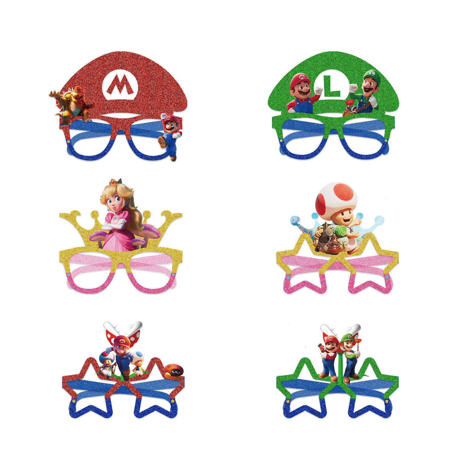 Super Mario anime paper glasses 120pcs(20 of each)