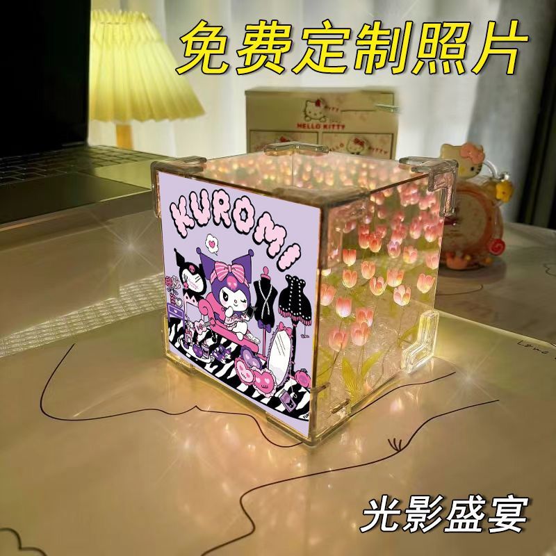 Kuromi anime DIY Rubik's Cube Tulip Lamp 21 flowers(pink/blue)