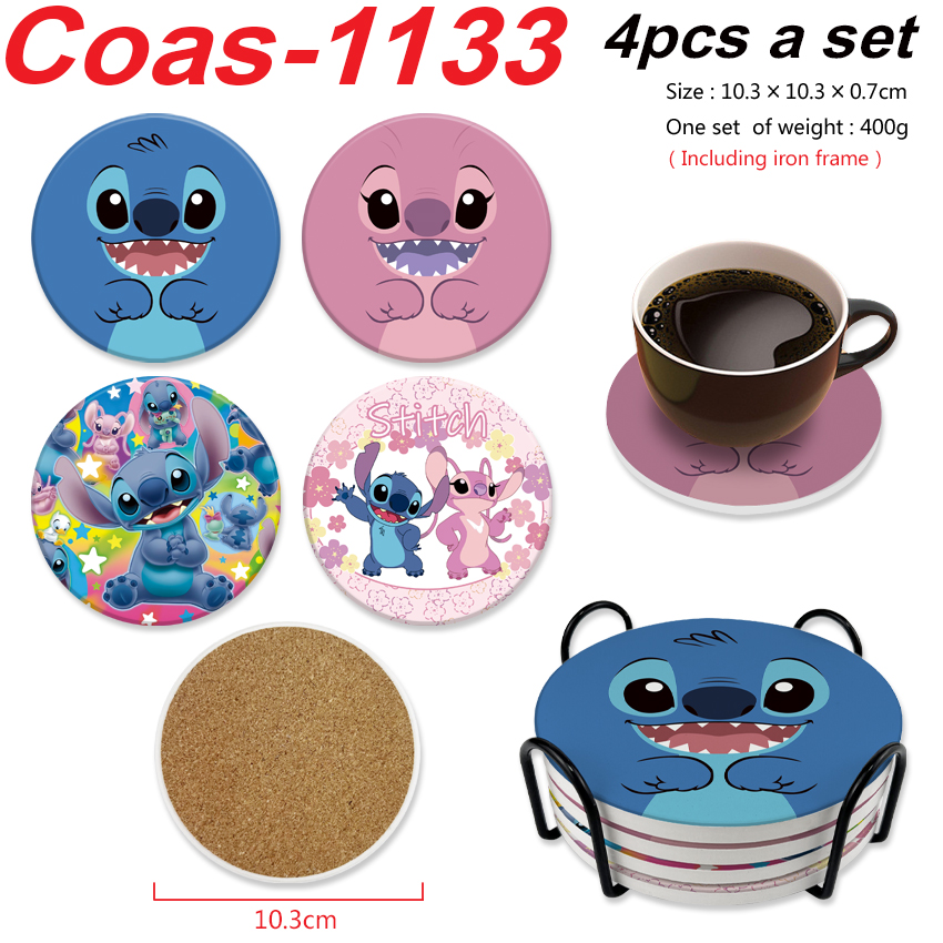 stitch anime coaster 4pcs a set