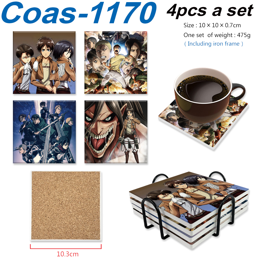 Attack on Titan anime coaster 4pcs a set