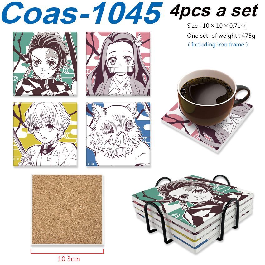 Demon slayer kimets anime coaster 4pcs a set