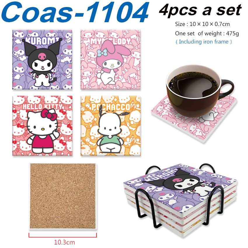 Kuromi anime coaster 4pcs a set