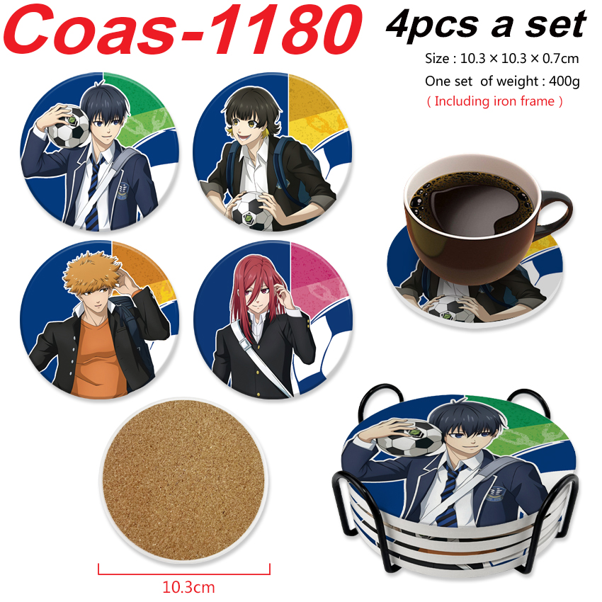 Blue Lock anime coaster 4pcs a set