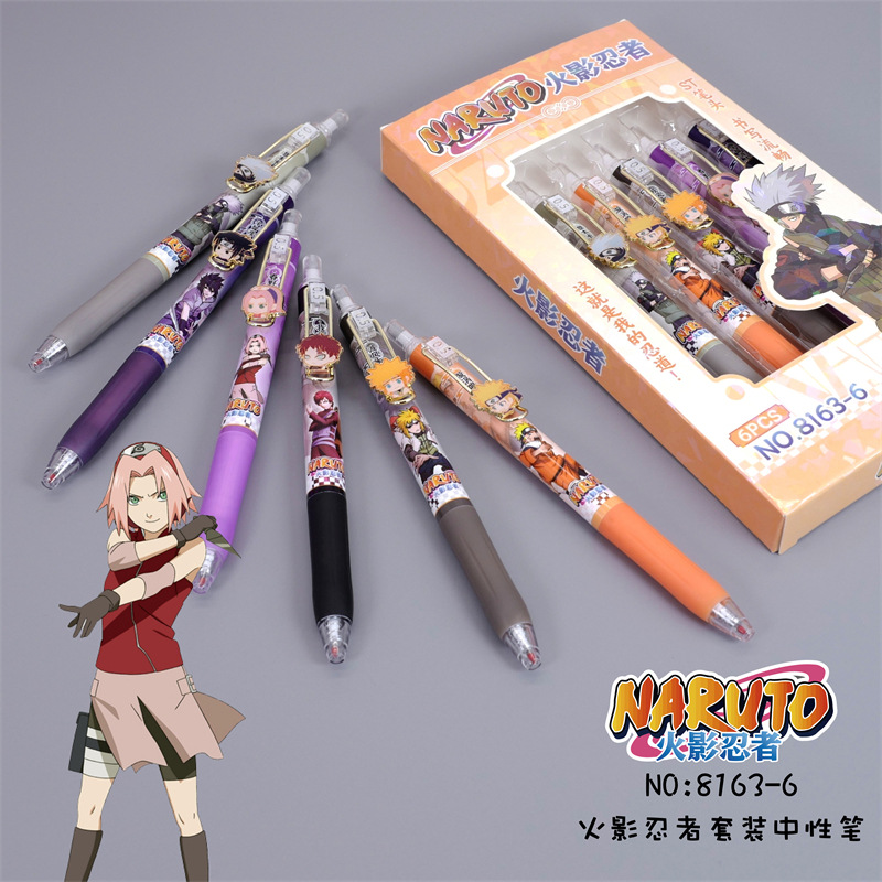 Naruto anime neutral pen 0.5mm black 6pcs a set