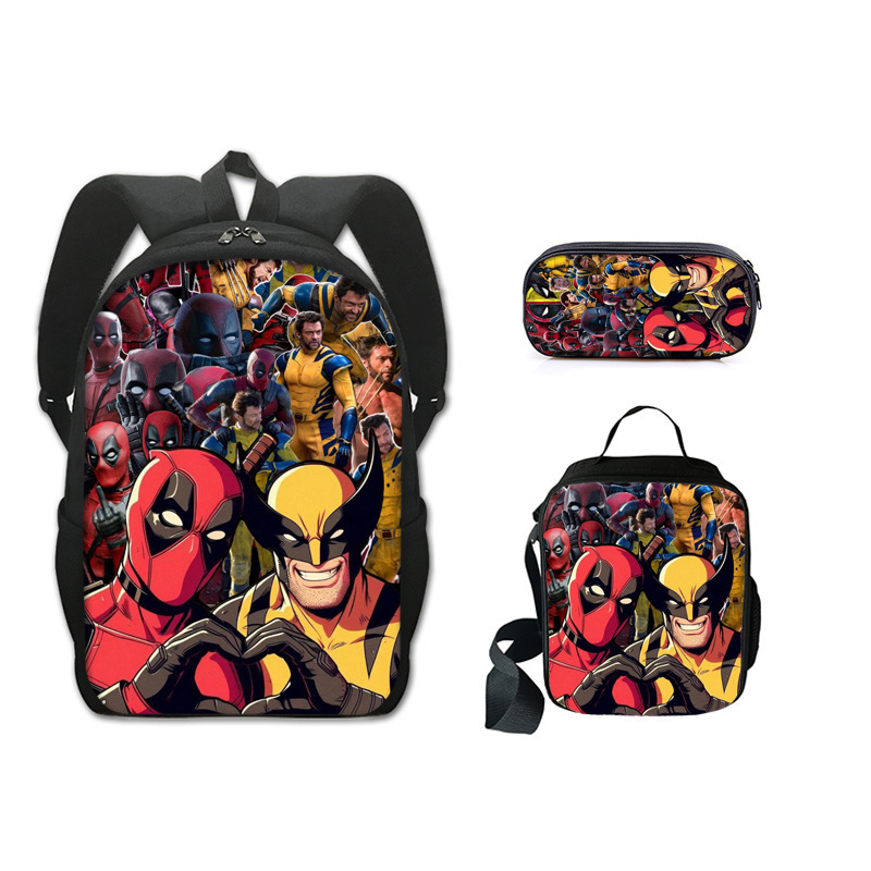 Deadpool anime Backpack+ lunch bag+pencil bag