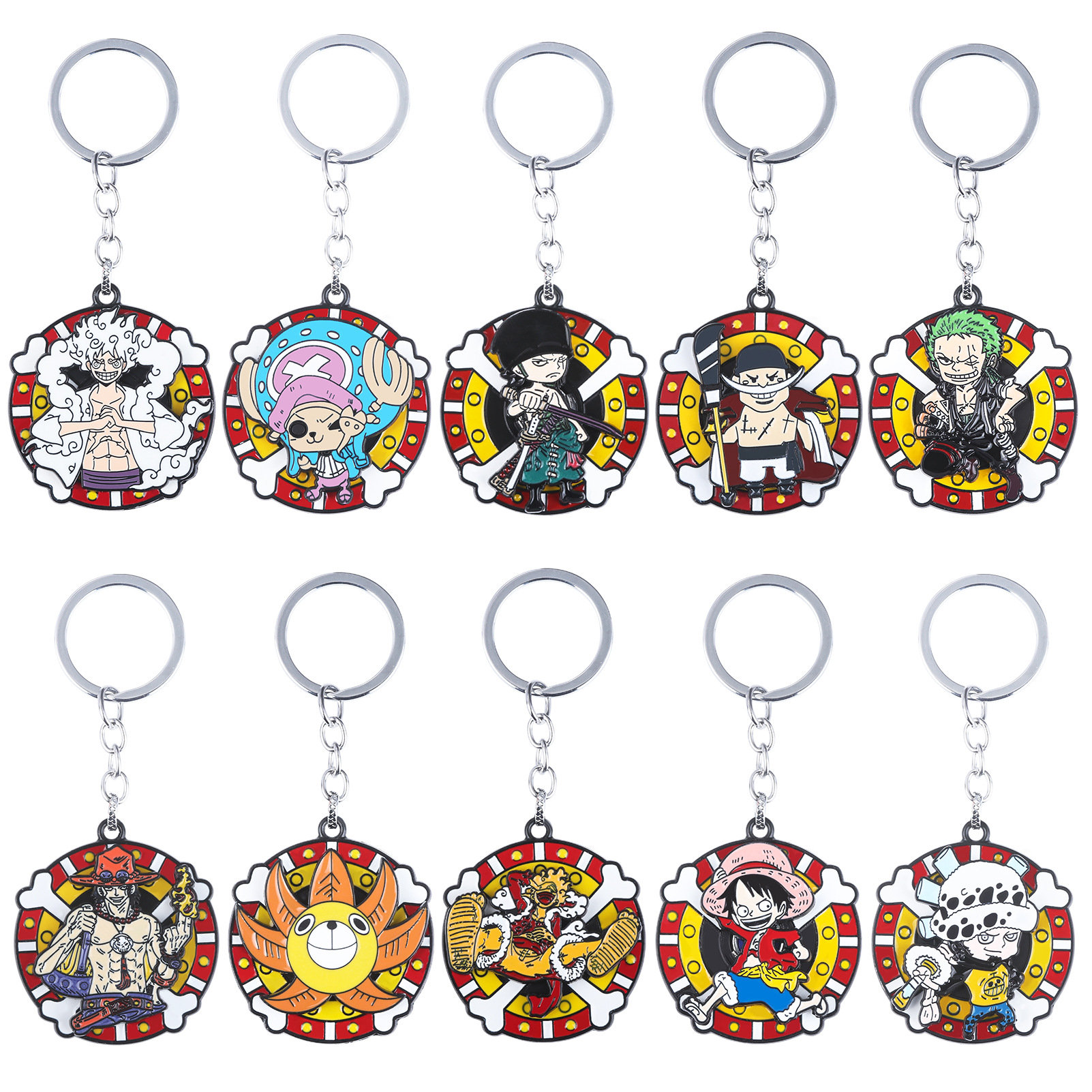 One Piece anime character rotatable keychain