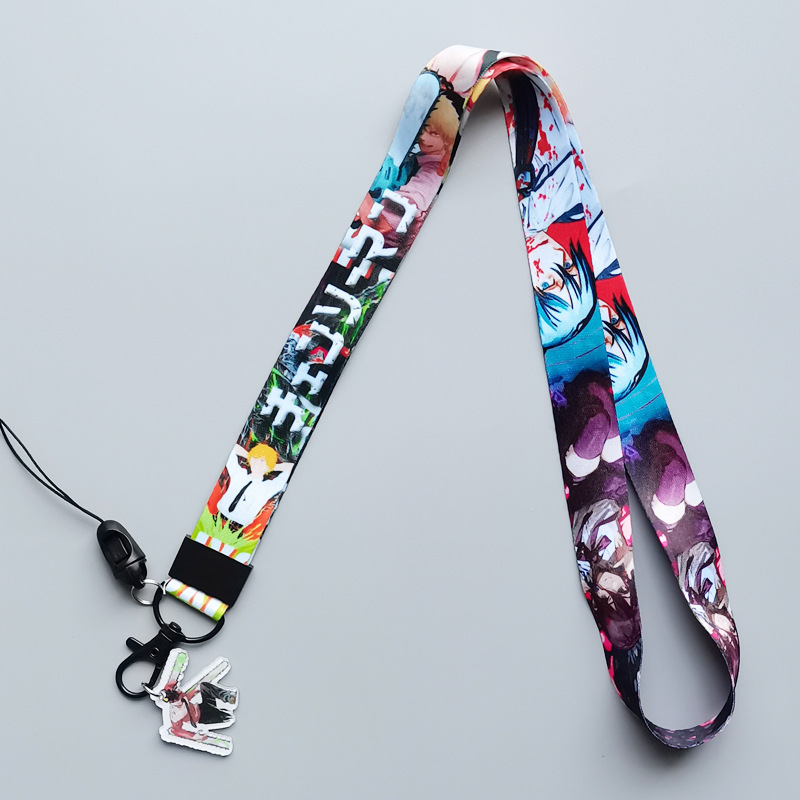 chainsaw man anime lanyard phonestrap