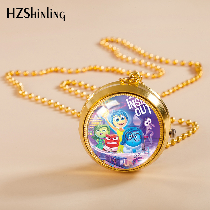 Inside out anime rotating pocket watch