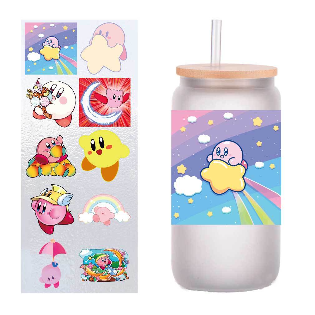 Kirby anime glass cup stickers 10.16*10.16cm