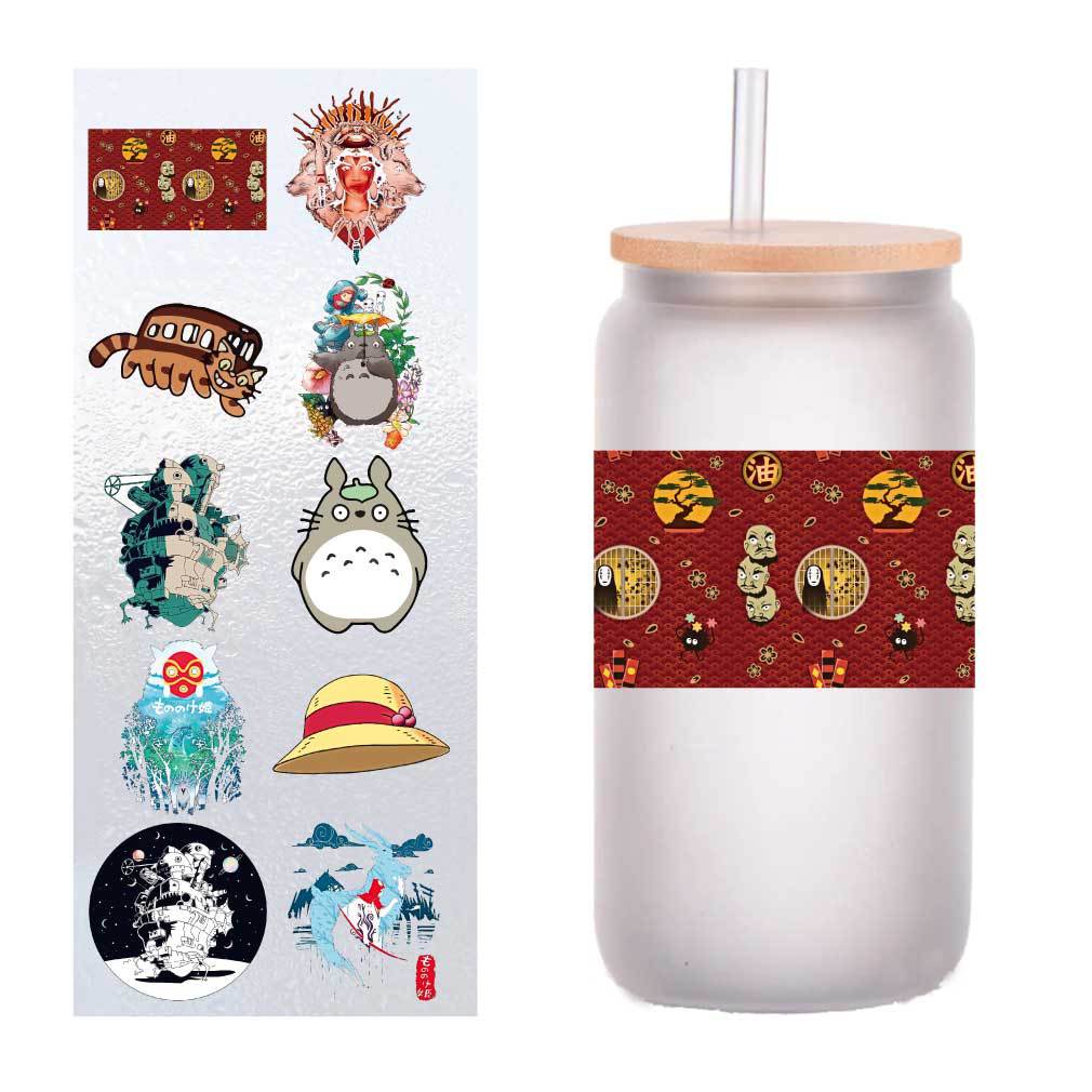 Spirited Away anime glass cup stickers 10.16*10.16cm