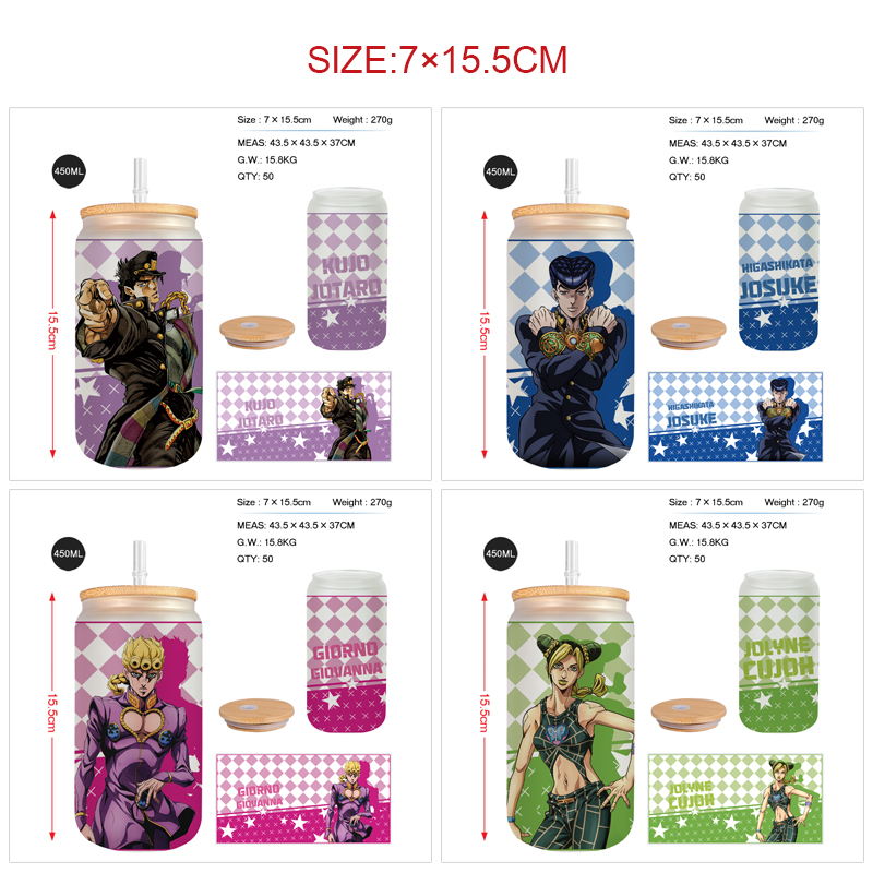 JoJos Bizarre Adventure anime glass cup 450ml