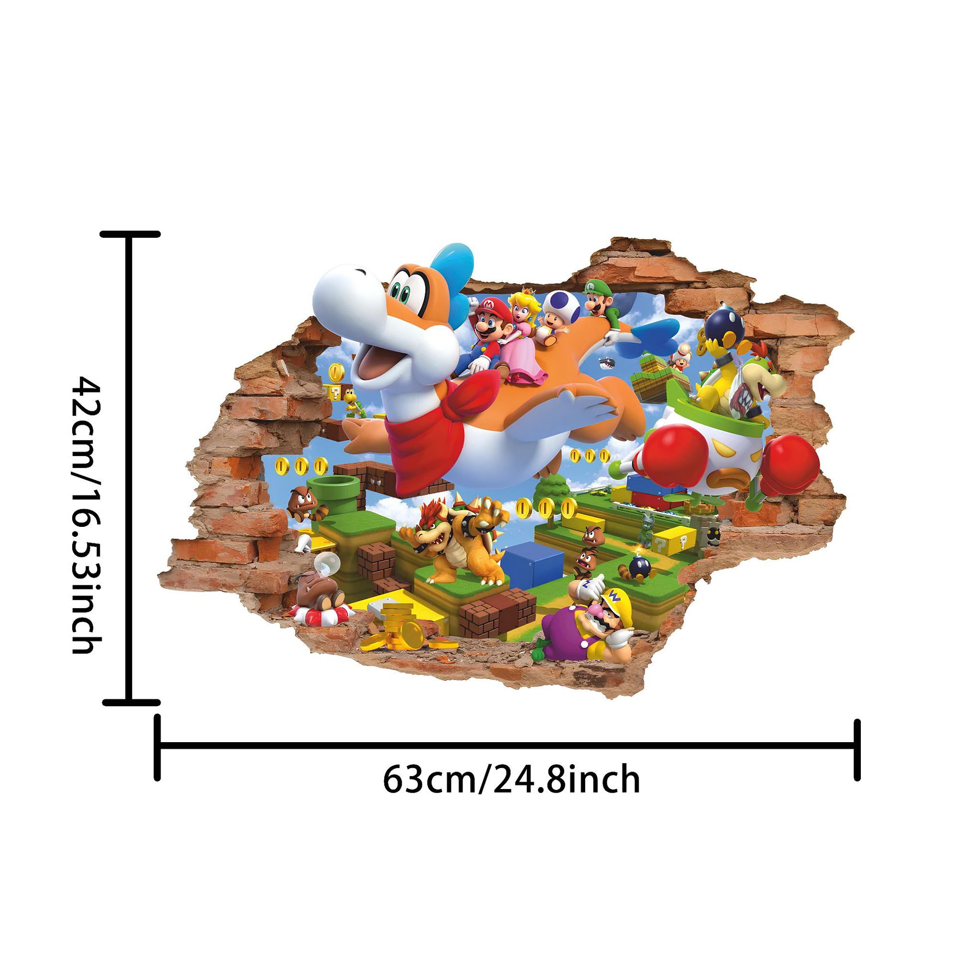 Super Mario anime 3D stickers 63*42cm