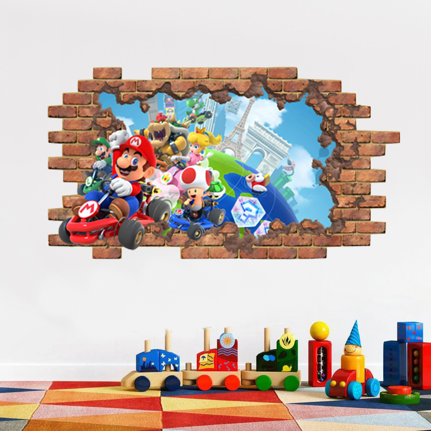 Super Mario anime 3D stickers 76*42cm