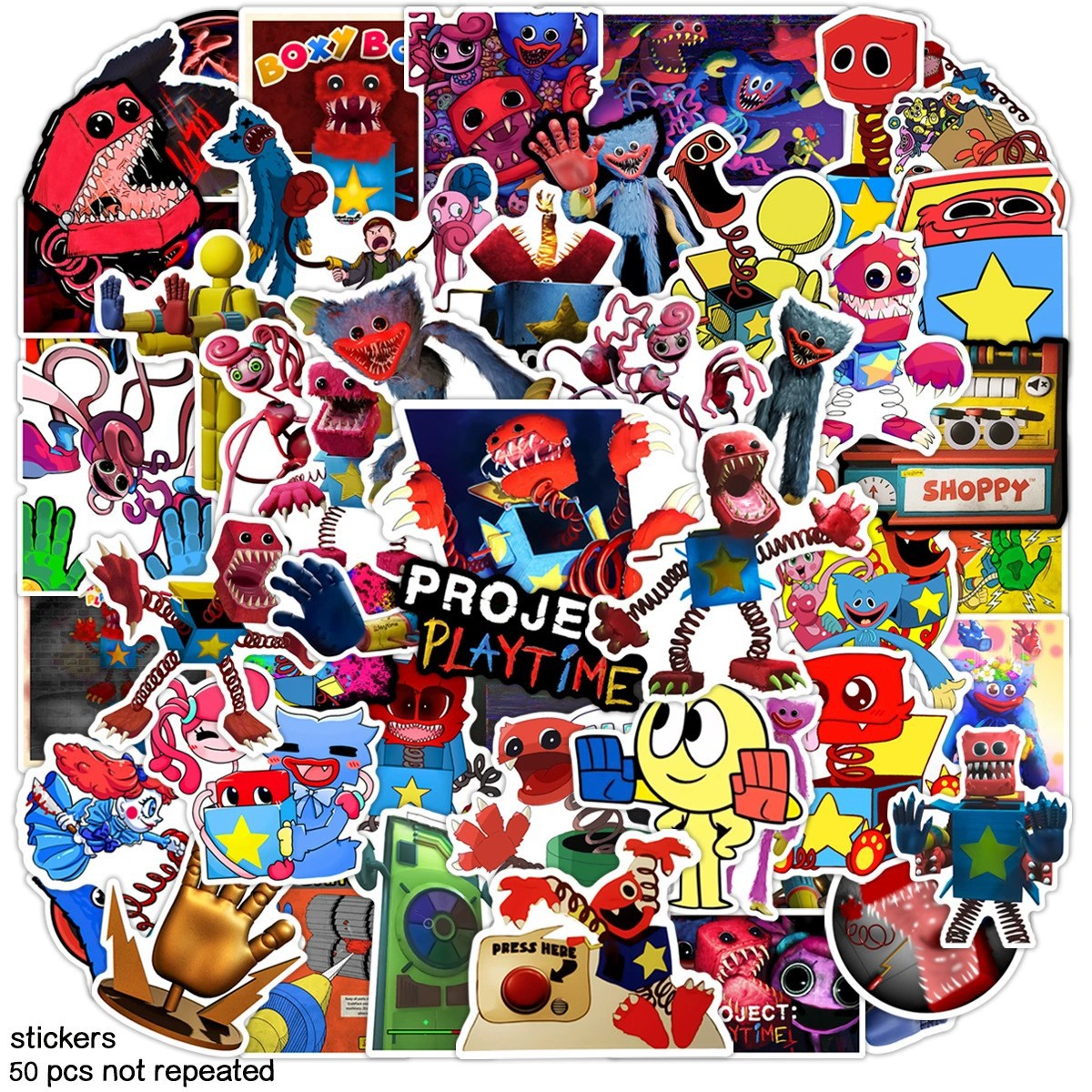 Poppy playtime anime stickers 50pcs a set