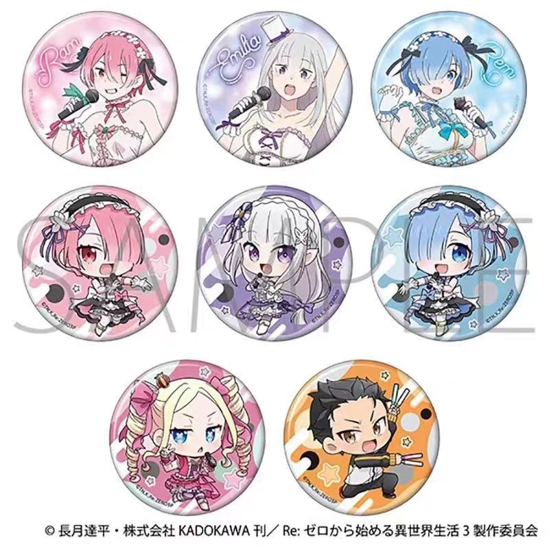 Re Zero Kara Hajimeru Isekai Seikatsu anime pin 8pcs a set