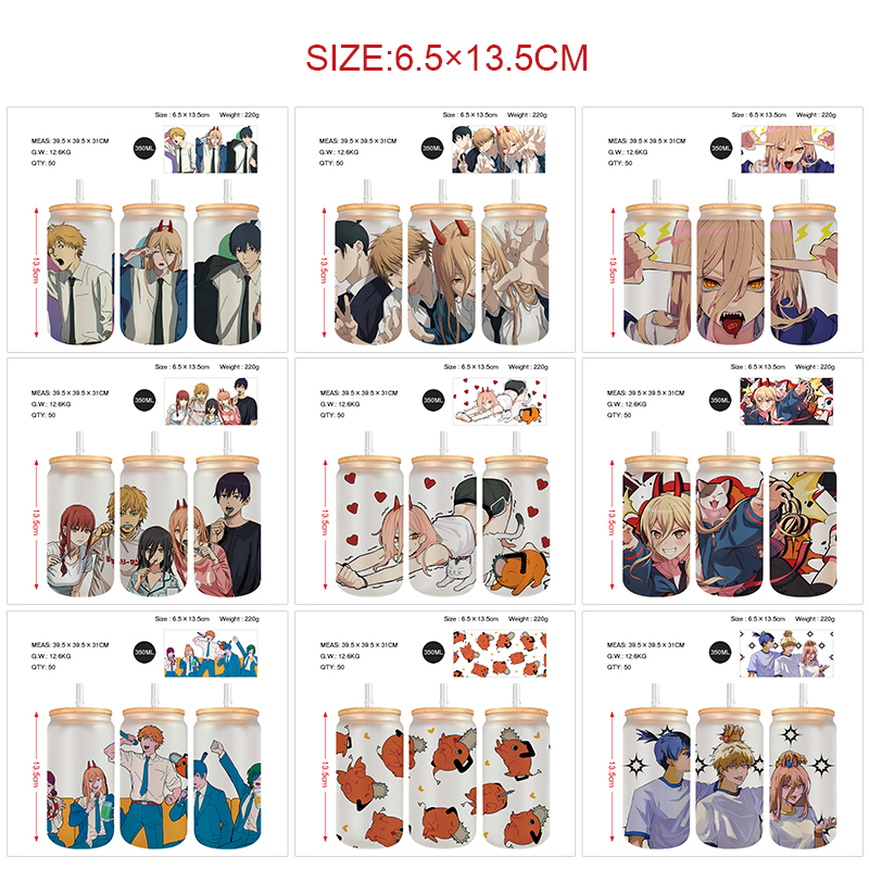 chainsaw man anime glass cup 350ml