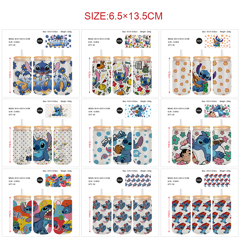 stitch anime glass cup 350ml