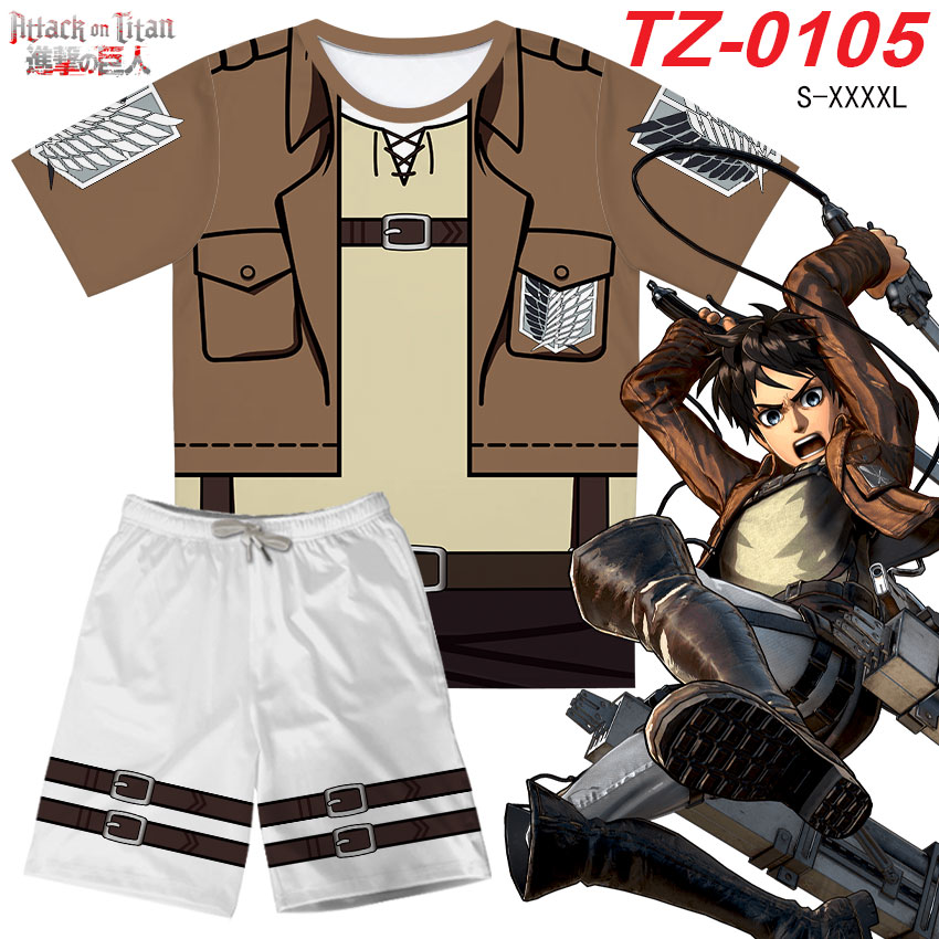 Attack on Titan anime T-shirt+shorts