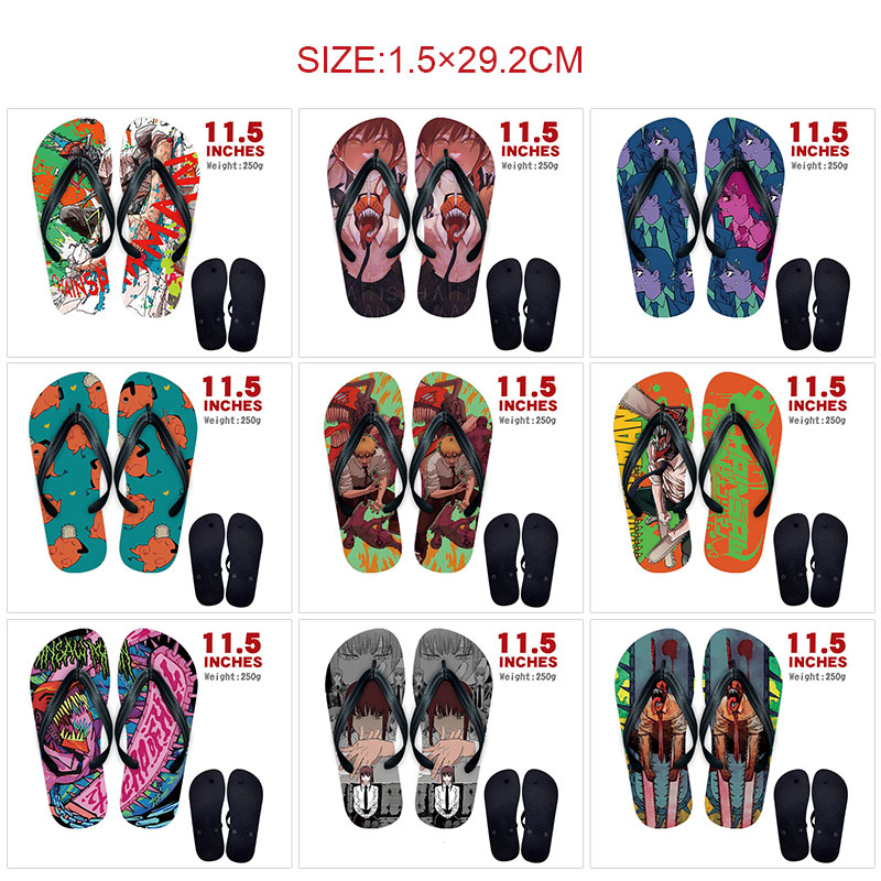 chainsaw man anime flip flops shoes slippers a pair