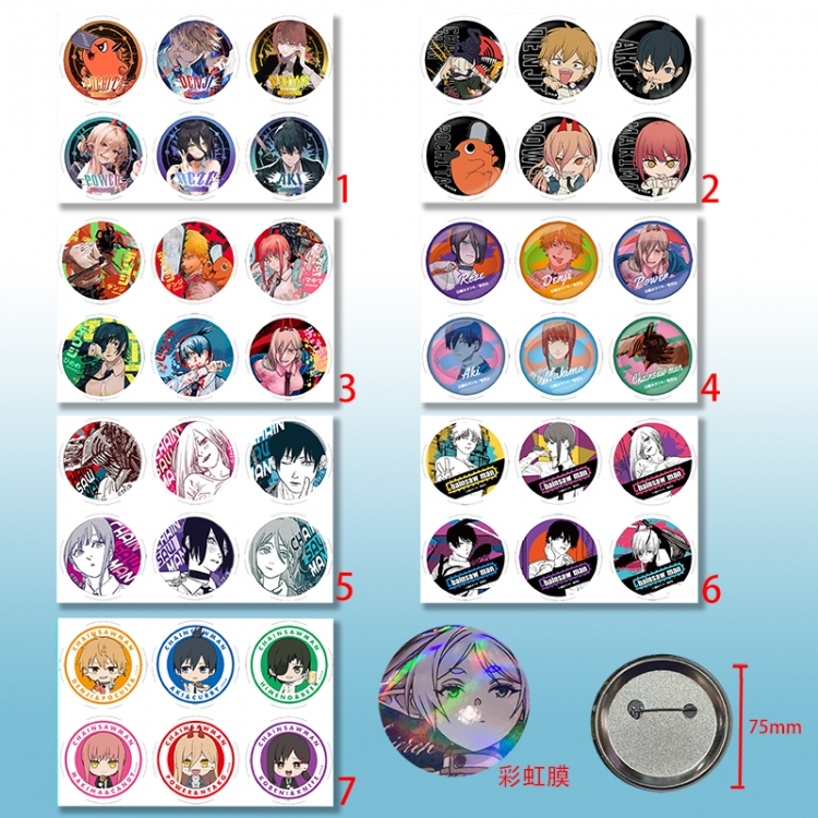 chainsaw man anime pin 6pcs a set 75mm