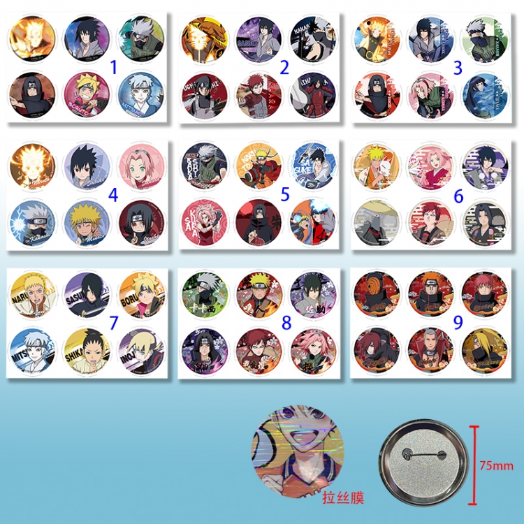 Demon slayer kimets anime pin 6pcs a set 75mm