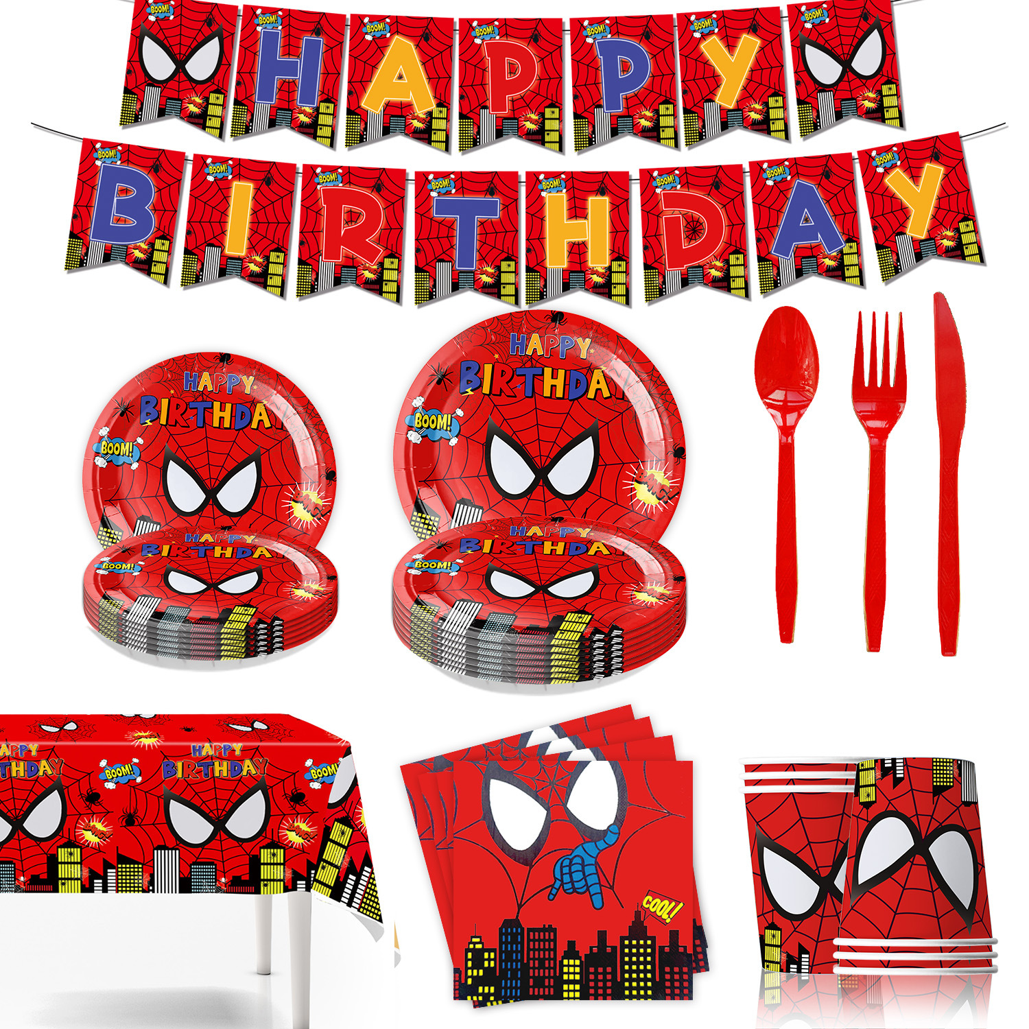 spider man anime disposable tableware for parties