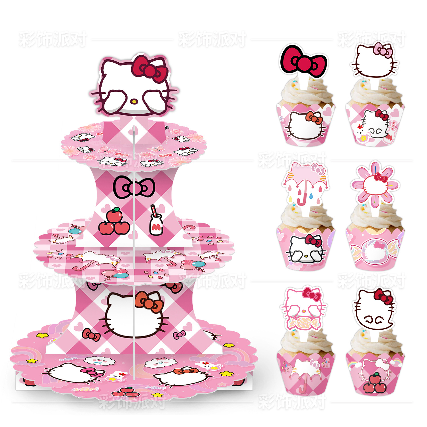 hello kitty anime cake rack+12 edges+12 small inserts 10pcs a set