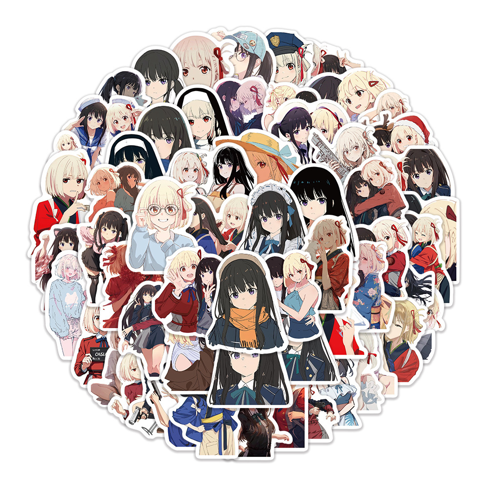 Lycoris Recoil anime waterproof stickers 60pcs a set