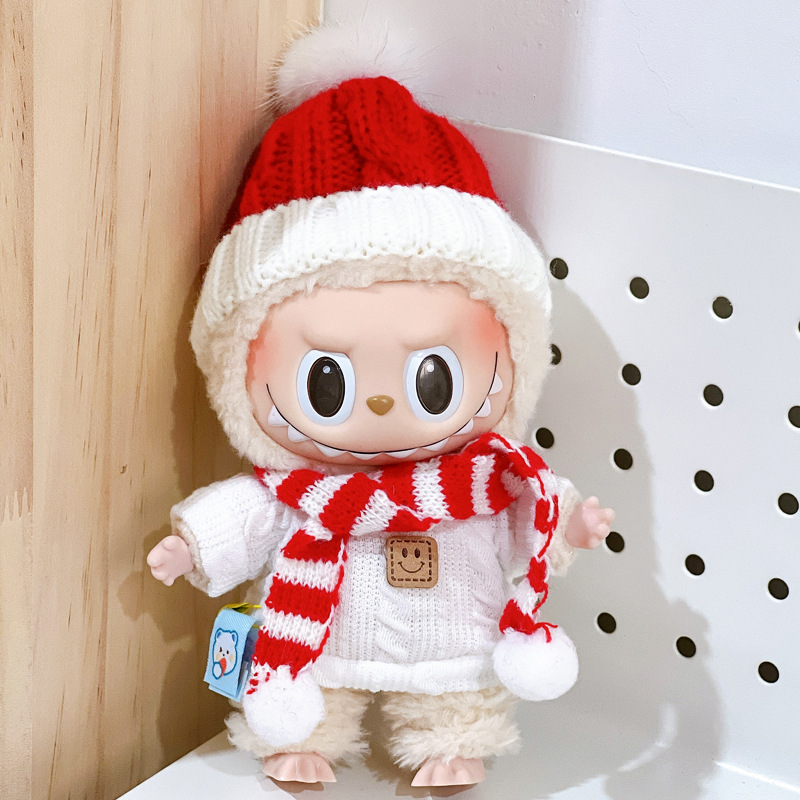 Labubu anime 17cm doll change clothes (sweater+scarf+hat)