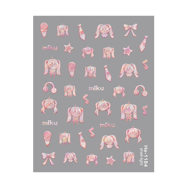 Hatsune Miku anime 5D relief nail sticker