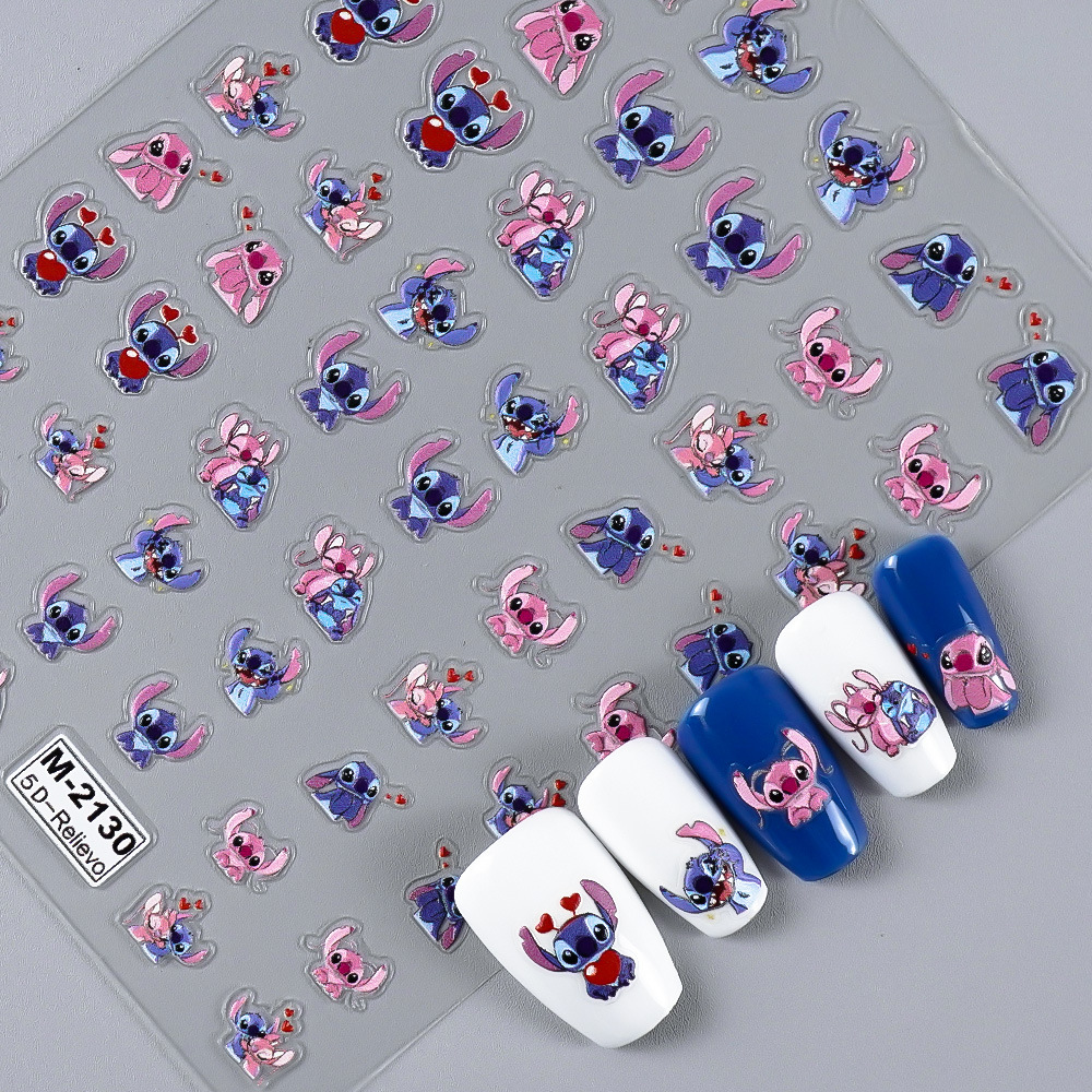 stitch anime 5D relief nail sticker