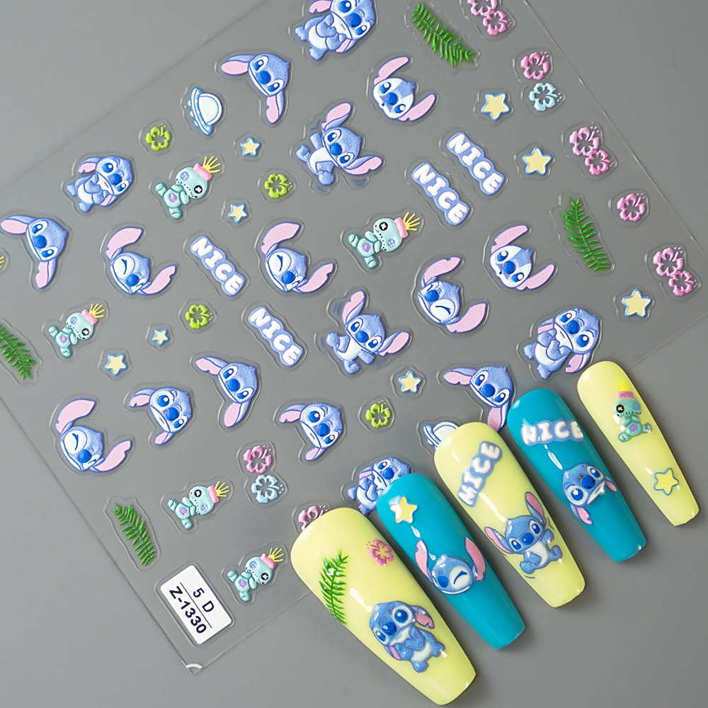 stitch anime 5D relief nail sticker