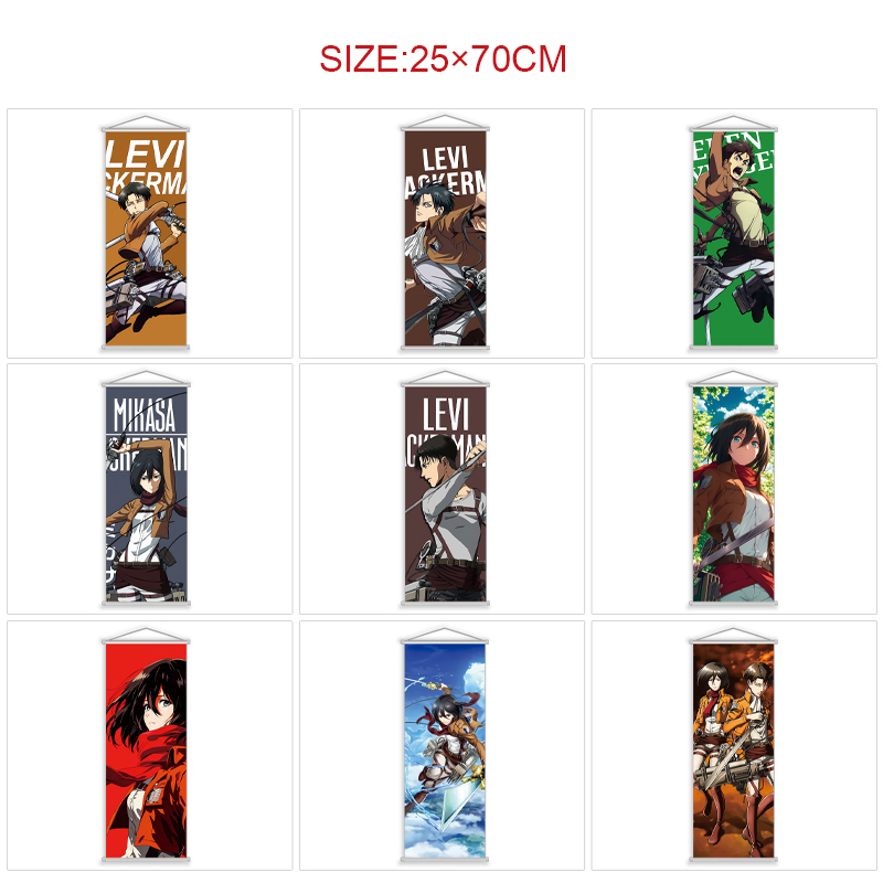 Attack on Titan anime wallscroll 25*70cm price for 5 pcs