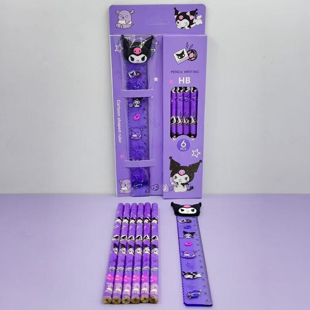 Kuromi anime pencil ruler set 2pcs a set