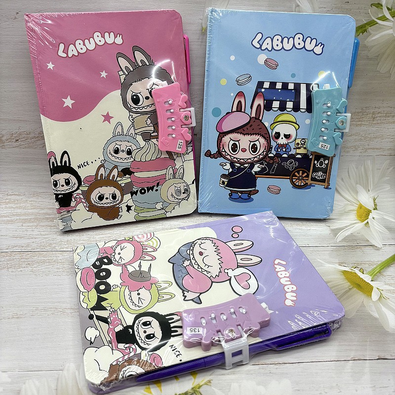 Labubu anime combination lock notebook 4 pcs a set