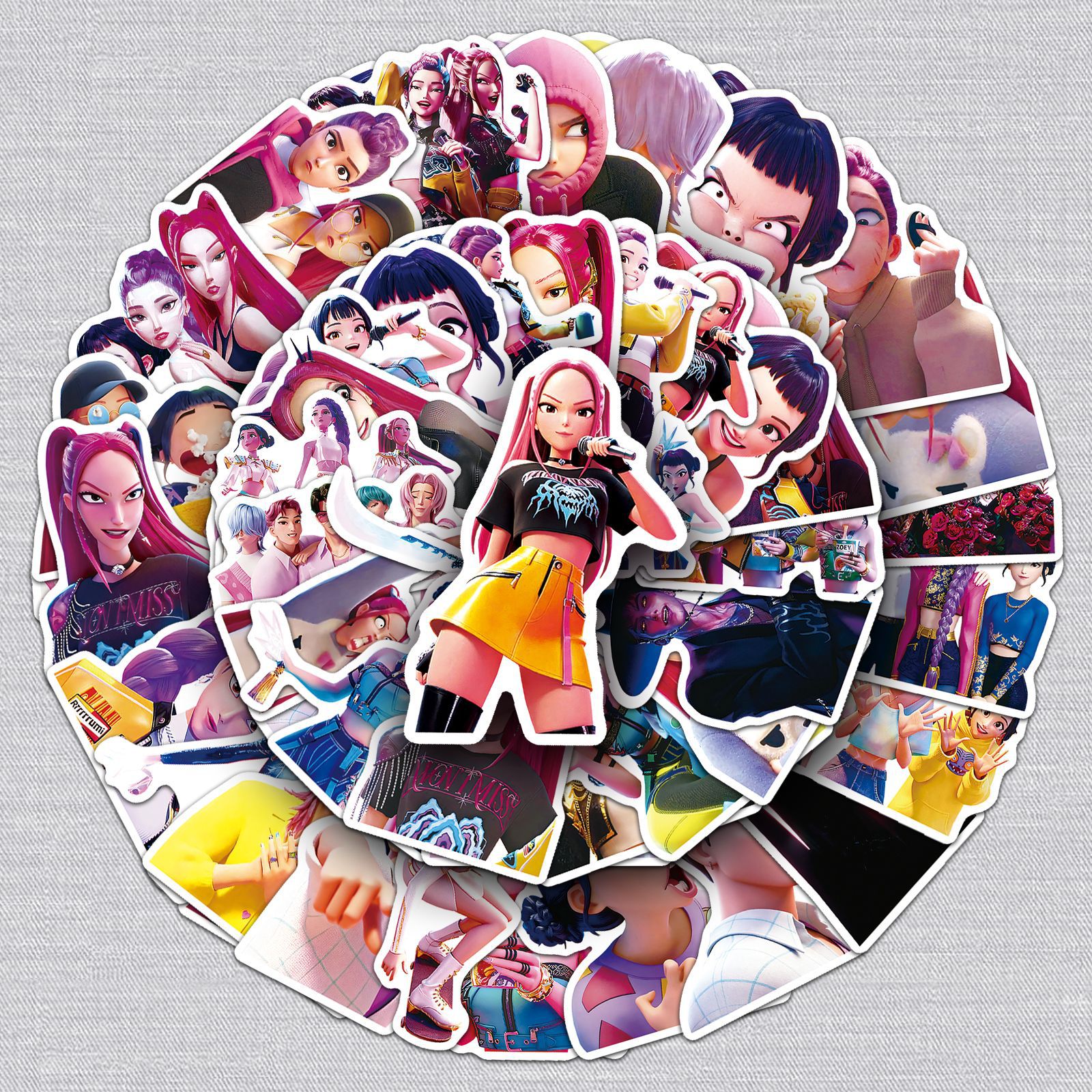 Kpop demon hunters anime waterproof stickers 50pcs a set