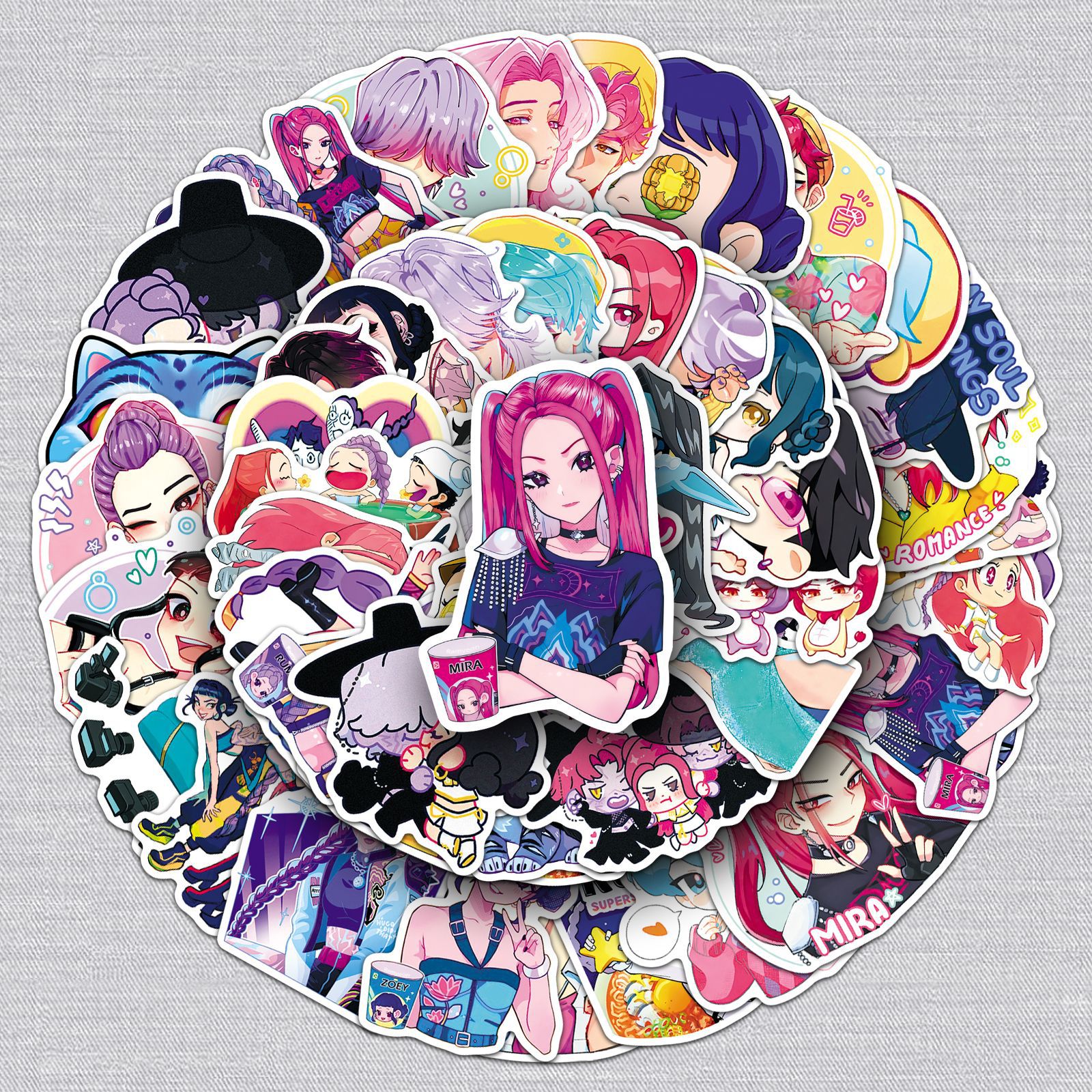 Kpop demon hunters anime waterproof stickers 50pcs a set