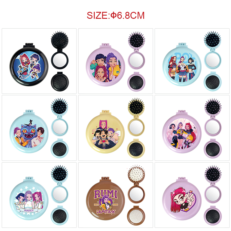 Kpop demon hunters anime multi functional small mirror and comb 5 pcs a set