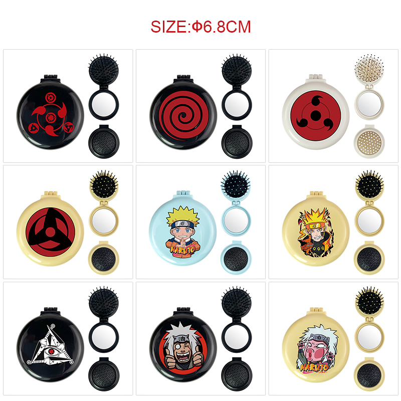 Naruto anime multi functional small mirror and comb 5 pcs a set