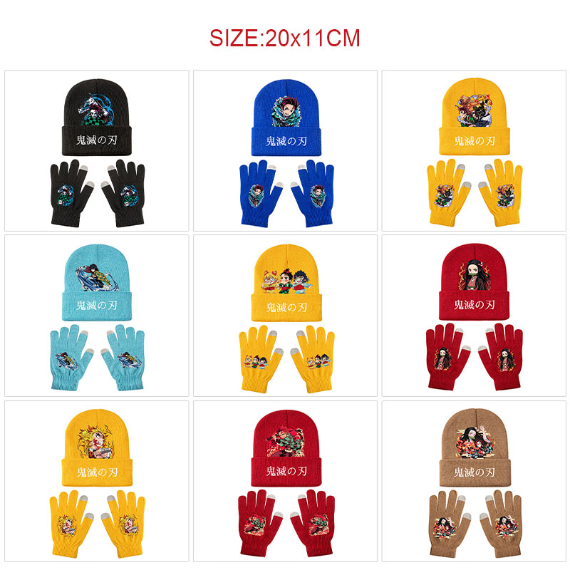 Demon slayer kimets anime hat and glove set