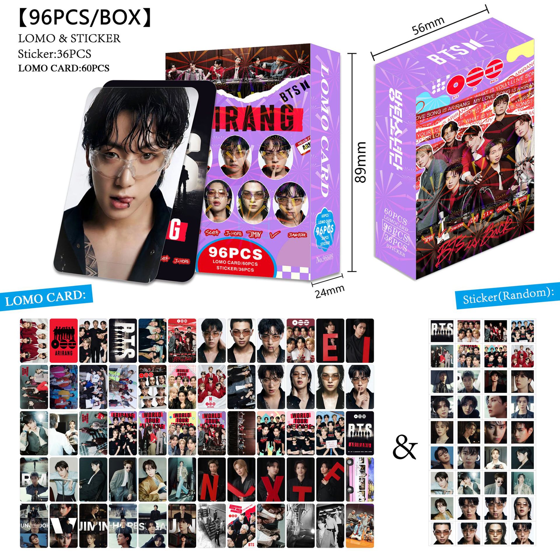 BTS anime lomo cards price for a set of 96 pcs