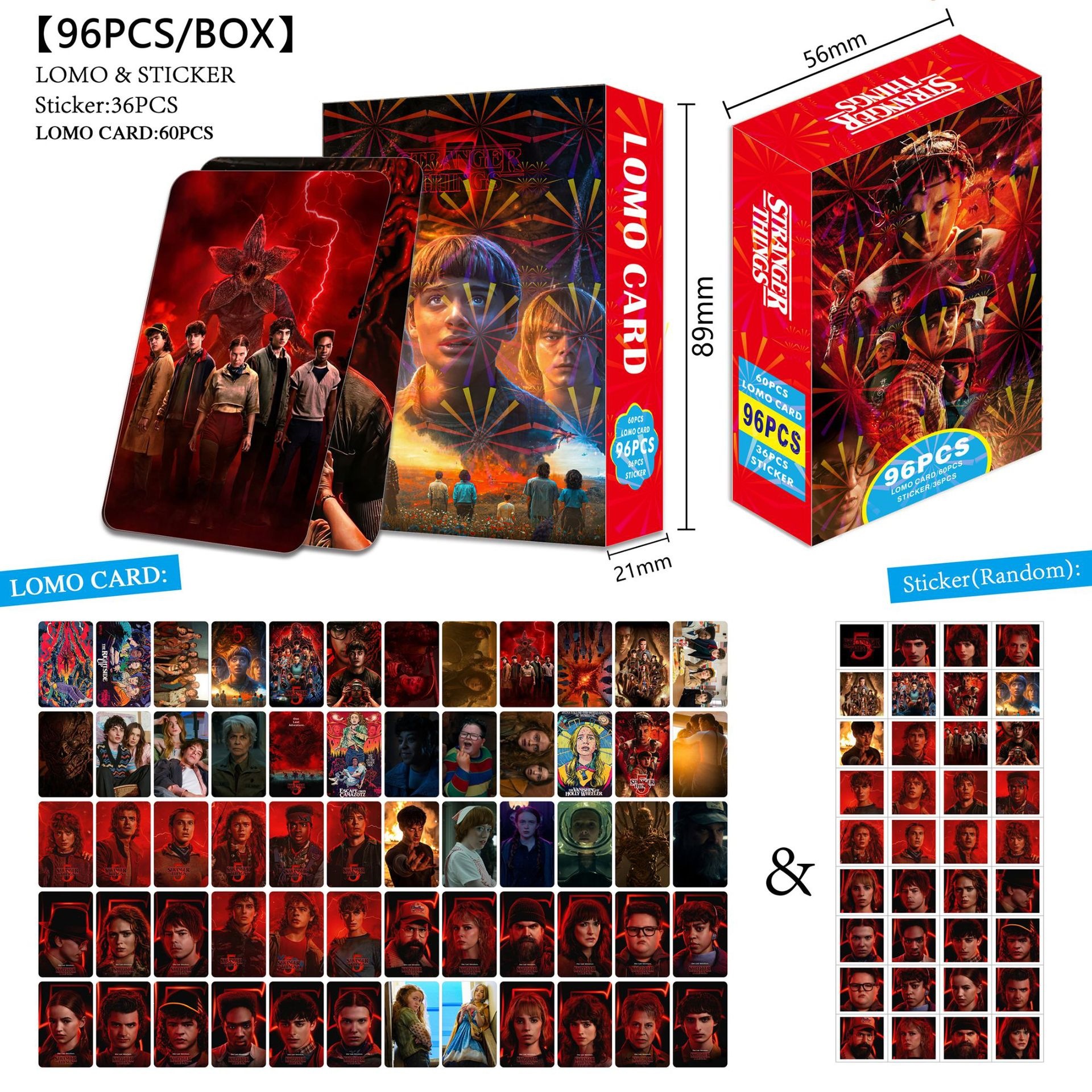 Stranger things anime lomo cards price for a set of 96pcs