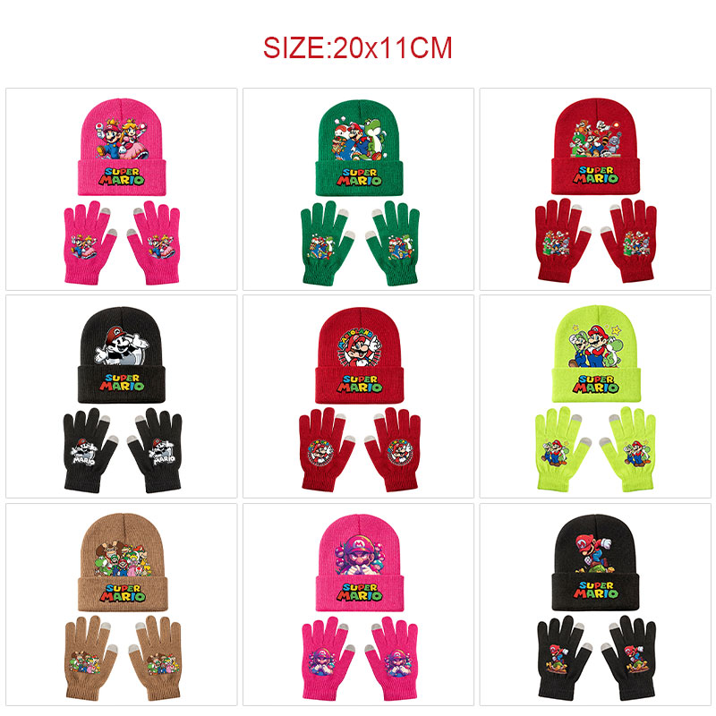 Super Mario anime hat and glove set