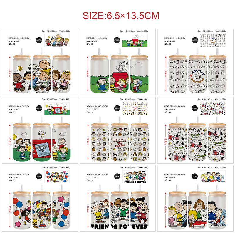 Snoopy anime glass cup 350ml