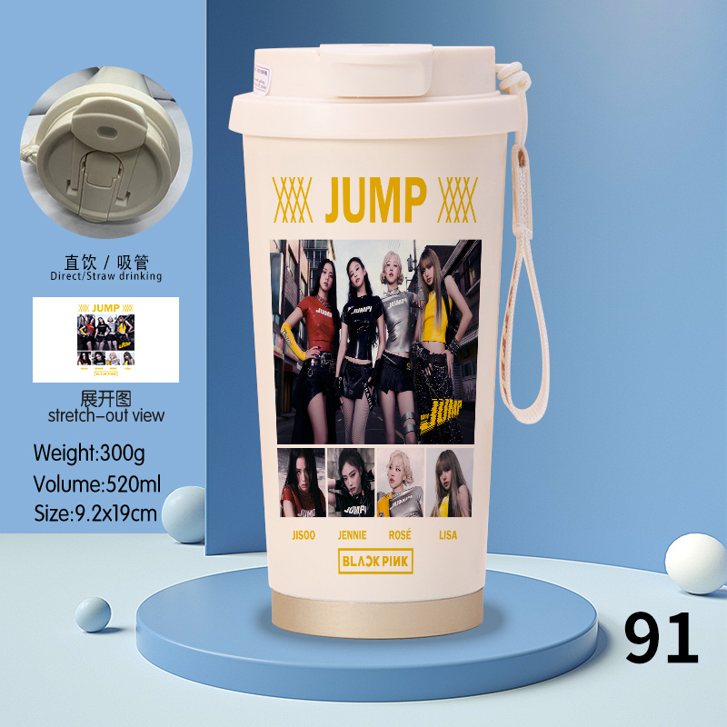 black pink anime coffee cup