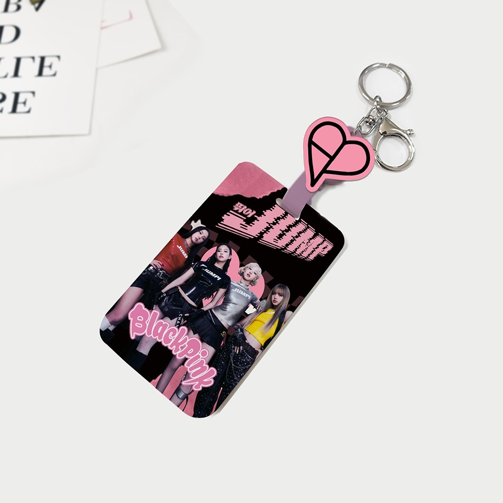 black pink anime card holder