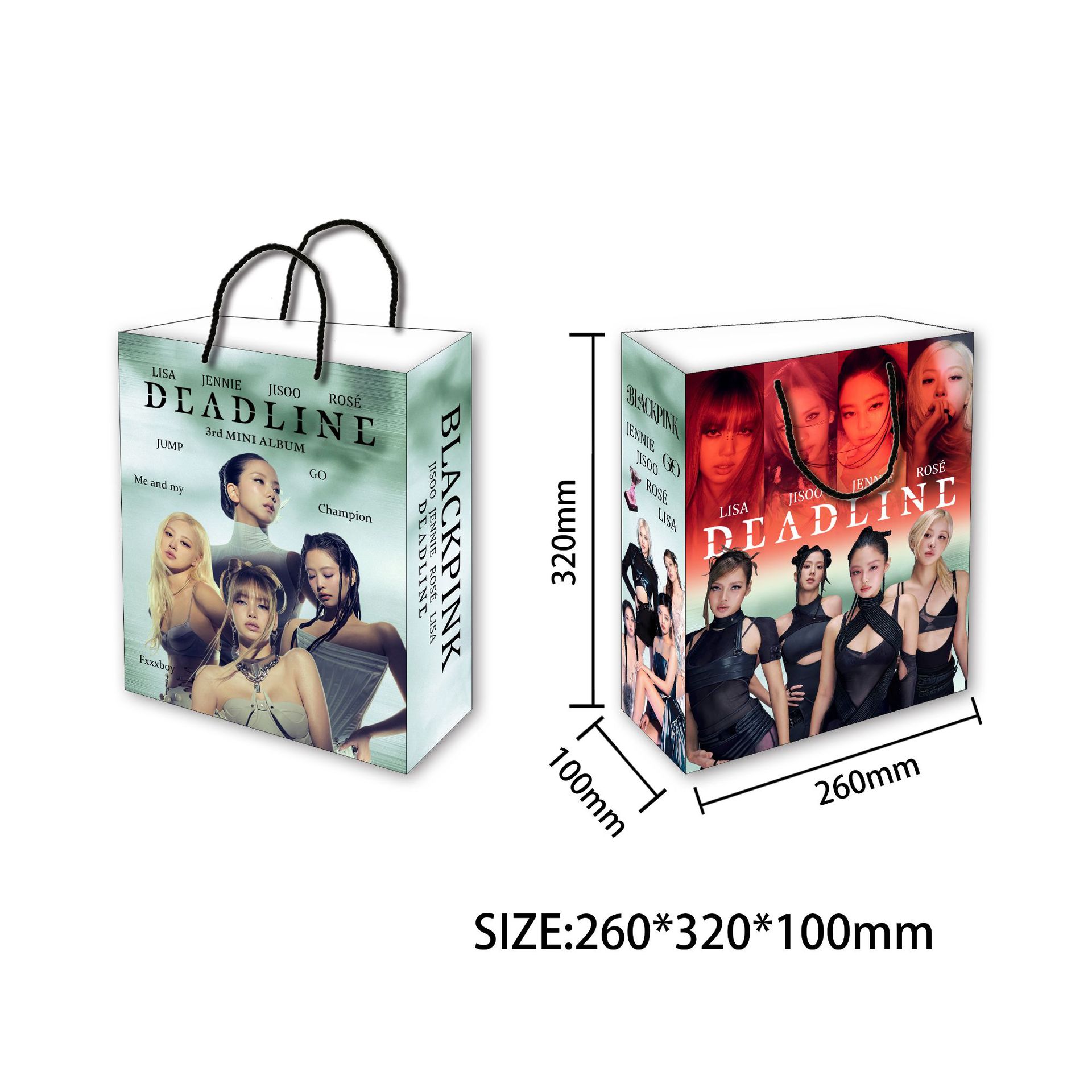 black pink anime paper bag 260mm*320mm*100mm