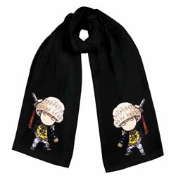 One Piece-1 Black Double-sided water velvet impression scarf 