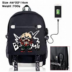 My Hero Academia-3A Black Color data cable Backpack